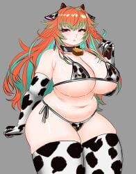 big_breasts cow_bikini cow_print hololive hololive_english huge_breasts peagade sweatdrop sweaty sweaty_body takanashi_kiara thick_thighs virtual_youtuber