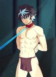 bondage charlemagne_(fate) collar fate/grand_order fate_(series) leash male male_focus male_only mrpenguin restrained slave