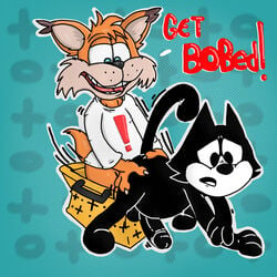 1:1 all_fours anal anal_sex anthro bobcat bubsy bubsy_(series) clothed clothing crossover doggy_style domestic_cat dreamworks duo felid feline felis felix_the_cat felix_the_cat_(series) from_behind_position genitals guil_bunny hi_res lynx male male/male mammal partially_clothed penetration penis sex video_games