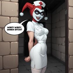 ai_generated clown_makeup dc_comics dungeon harley_quinn nurse nurse_uniform