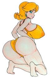 1girls ass ass_shake big_ass bikini blush blush breasts breasts_bigger_than_head fat_ass feet female female_only gaixas1 huge_ass huge_breasts large_breasts legs leotard light-skinned_female mario_(series) mask orange_hair orange_panties princess_daisy short_hair smile suggestive thick_thighs thighs thong twerking