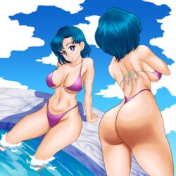 1girls ami_mizuno ass ass_focus assymptoad back backboob big_ass big_breasts bikini bishoujo_senshi_sailor_moon blue_eyes blue_hair blue_sky breasts breasts_apart clouds female female_only inner_sideboob inviting large_breasts legs light-skinned_female light_skin looking_at_viewer multiple_poses navel outdoors outside pool poolside short_hair sideboob sitting sky solo solo_female stomach swimsuit thong thong_bikini tied_bikini toned_stomach two_piece_swimsuit underboob water wide_hips