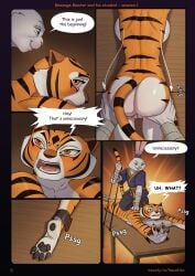 ankles_tied anthro ass bondage bondage bound breasts buckteeth butt_grab clothed clothing comic dialogue digital_media_(artwork) dominant dominant_male dreamworks duo english_text feet felid female fingers fur furniture genitals hacatiko half-closed_eyes hand_on_butt hands_tied hi_res kung_fu_panda lagomorph larger_female leporid looking_back lying male male/female mammal massage_table master_tigress narrowed_eyes naughty_face naughty_smile nude on_front on_table on_top_of_another open_mouth orange_body pantherine pawpads rabbit size_difference smaller_male smile speech_bubble stripes submissive submissive_female surprise surprised_expression table tail teeth text tiger toes vulva