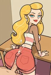 afterimage ai_generated anastasia_(disventure_camp) bend big_penis buttjob buttjob_over_clothes clothed_buttjob clothed_sex covered_buttjob cum_geyser cum_on_ass cum_on_body cum_on_clothes cum_on_clothing cum_on_lower_body cumshot disventure_camp:_carnival_of_chaos ejaculation forward, full_body hands hands_against_wall high-angle_view hotdogging large_ass large_breasts lean legs, looking_back motion_lines multiple_cumshots nude_male odd_nation_cartoons on over, speed_lines table taller_female twerking twerking_on_dick veiny_penis