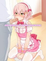 blowjob femboy kneehighs precum saliva sissy spanish_text