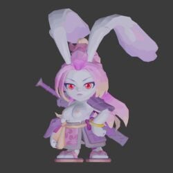 1girls 2021 animated asian_clothing bangs big_breasts blender_(software) bracelet chibi dearfox female furry gunfire_reborn hand_on_hip lipstick looking_at_viewer loop melee_weapon neutral_expression nude_mod pink_hair ponytail posing rabbit_ears rabbit_humanoid red_eyes samurai sandals sheathed_weapon shoulder_pads solo sword tao_(gunfire_reborn) topless