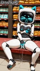 ai_generated bellabot cat_ears holding_breast kerfuś kerfuś_female masturbation orgasm orgasm_face robot robot_girl screen_face solo spread_legs store store_room uncensored uncensored_pussy uncensored_vagina vanyshkaru