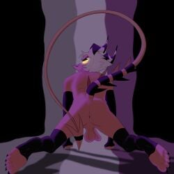 absurd_res asexual_pride_colors ass backsack balls claws demon feet foot_focus genitals glowing glowing_eyes helluva_boss hi_res imp lgbt_pride male perineum pride_colors reptile scalie snake solo solo_focus striker_(helluva_boss) suicidedragon toe_claws