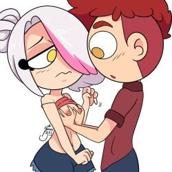 aiden_fox_(fnafhs) big_brother breast_grab brother_and_sister fhs fhsz3r0 fnafhs fnafhs_z3ro fnafhsrule34 fnafhsxxx fox_(fnafhs) foxy_(fnafhs) homerbls incest little_sister mangle_(fnafhs) meg_(fnafhs) red_hair white_hair yellow_eyes