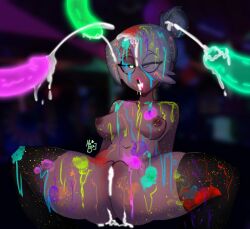 bell_1609 body_covered bodypaint club cum_on_body fhs fhsz3r0 fnafhs fnafhs_z3ro fnafhsrule34 fnafhsxxx homerbls mangle_(fnafhs) meg_(fnafhs) multi_penis multiple_boys multiple_penises multiple_views neon_lights nightclub painting white_hair