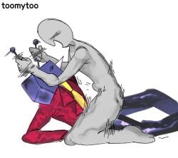anon blush deltarune happy male riding riding_penis tenna_(deltarune) thick_thighs toomytoo