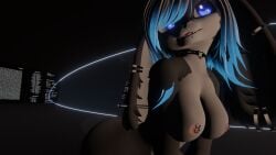 anthro big_breasts blue_eyes breasts ear_piercing female furry furry_female heart_tattoo minecraft_background nipple_piercing nose_ring presenting_pussy pussy rabbit_girl snakebite_piercing spread_legs vrchat vrchat_avatar vrchat_model