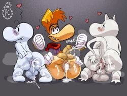 3_toes 3boys 4_fingers after_anal after_sex anus balls barefoot blush blush_lines bone_(series) crossover cum cum_in_ass cumshot erection flaccid fone_bone footwear foreskin gay gloves grabbing_own_ass hairy_anus heart_symbol hoodie loose_anus male male_only moomin moomintroll pimeconechicken puffy_anus rayman rayman_(series) simple_background spreading_anus sweatdrop tagme uncircumcised video_games white_gloves white_skin yaoi