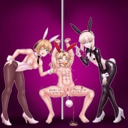 3girls abs abuse ahe_gao anal_beads armpits arms_up artoria_pendragon artoria_pendragon_(alter) beads blonde_hair body_writing bunny_ears bunny_girl bunny_tail bunnysuit carrot clothed clothed_female clothed_female_nude_female completely_nude completely_nude_female crying cum cum_drip cum_in_pussy drool drooling exhibitionism eyes_rolling_back fate/grand_order fate_(series) female female_focus female_only femsub forced gag gagged gareth_(fate) green_eyes handcuffs handsfree_ejaculation humiliation lactation light-skinned_female light_skin masterb8 milk milk_squirt mordred_(fate) muscular muscular_female naked naked_female nipples nude nude_female only_one_naked orgasm pale-skinned_female pale_skin peeing peeing petite pole ponytail prostitution public public_nudity public_use pussy pussy_juice pussy_juice_drip reverse_bunnysuit saber_alter sex_toy short_hair small_breasts smile smiling_at_viewer squatting submissive_female sweat tears textless tomboy vagina white_hair wine_glass yellow_eyes