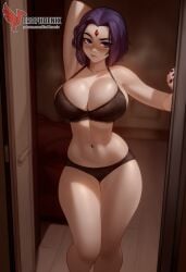1girls 2d ai_generated ass back big_ass big_breasts dc dc_comics erophoenix female female_focus from_behind full_body jewelry long_hair looking_at_viewer nude pale_skin pale_skinned_female patreon_username pointy_ears purple_eyes purple_hair raven_(dc) short_hair sideboob solo teen_titans thick thick_thighs uncensored