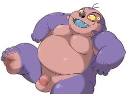 4_eyes alien anthro balls belly disney flaccid genitals jumba_jookiba lilo_and_stitch lying male multi_eye nude obese obese_male on_back overweight overweight_male penis solo wantaro yellow_eyes