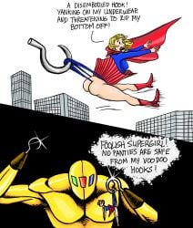 crazycolumbina dc_comics embarrassed embarrassed_underwear_female hanging_wedgie supergirl supergirl_(series) superheroine wedged_panties wedgie wedgie_fetish wedgied_female wedgies