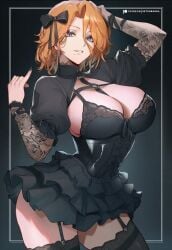 ai_generated bleach corset eyeshadow female female_only garter_straps goth goth_girl matsumoto_rangiku setsumanga thighhighs