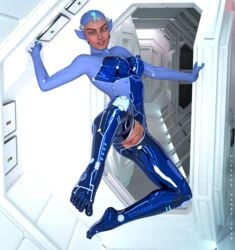 1girls 3d blue_bodysuit bodysuit crotchless crotchless_bodysuit elf elf_ears erect_nipples erect_nipples_under_clothes female female_only large_breasts levitating looking_at_viewer midair nipple_bulge nipples_visible_through_clothing original pinup pointy_ears pussy sci-fi science_fiction slushe_(website) solo solo_female space spaceship ulyssesheart zero_gravity