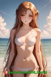 1girls ahq_hentai ai_generated beach bikini blush brown_eyes brown_hair female medium_breasts patreon perfect_body stable_diffusion standing sword_art_online wet yuuki_asuna