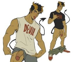 balls bara clothing damon_(toumaart) demon male male_only manly muscular_male penis toumaart