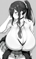 1girls ai_assisted ai_generated big_ass big_breasts bra breasts breasts_bigger_than_head choker cleavage collared_shirt curvaceous curvy curvy_body curvy_female curvy_figure curvy_hips enormous_breasts ftggtgg gigantic_breasts huge_ass huge_breasts large_ass large_breasts long_hair massive_breasts necktie plaid_skirt ponytail school schoolgirl shirt shirt_tucked_in sidelocks skirt solo solo_female solo_focus sweater_around_waist thick_ass thick_thighs thighhighs thighs voluptuous voluptuous_female