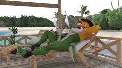 16:9 beach big_penis furniture genitals gostlywolf gummigoo_(valorlynz) hi_res male muscular penis plant reptile scalie solo widescreen