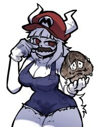 female genital_fluids gloves lucifer_(helltaker) mario_(series) moustache to_aisan