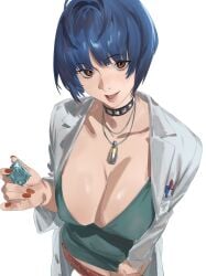 condom condom_wrapper looking_at_viewer persona persona_5 solo solo_female solo_focus tae_takemi