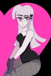 1female 1girl 1girls big_ass big_butt black_boudoir black_clothing boudoir bow braid braided_hair danganronpa danganronpa:_trigger_happy_havoc danganronpa_(series) female female_only fishnet_legwear fishnets gloves heart kirigiri_kyoko kyoko_kirigiri pinup procreate procreate_(medium) procreate_(software) purple_eyes purple_hair solo solo_female sunset_synth