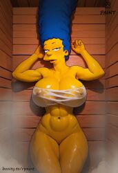 20th_century_fox 20th_century_studios ai_generated blue_hair boosty boosty_username huge_breasts marge_simpson milf rpaint sauna the_simpsons wet wet_body wet_skin yellow_body