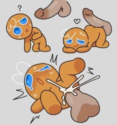 anal anal_sex blush_lines cookie_run cookie_run_kingdom cookie_run_ovenbreak doggy_style ejaculation floating_penis food_creature food_humanoid gingerbrave gingerbread_cookie male_only motelgore semen semen_on_ass spread_legs submissive_male