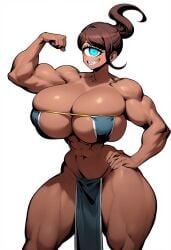 1girls ai_generated asahina_aoi biceps cow-ede_akamatsu cyclops danganronpa female_only flexing huge_breasts monster_girl muscular_female one_eye solo_female tagme thick_thighs wide_hips