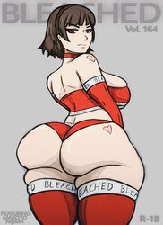 1girls asian asian_female atlus big_ass biggy_deez bleached bleached_clothing brown_hair brunette dark_hair female female_only heart huge_ass light-skinned_female light_skin makoto_niijima persona persona_5 queen_of_hearts red_clothing short_hair solo