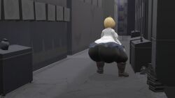 1girls 3d ahoge alleyway alternate_version_available arcueid_brunestud ass_bigger_than_head ass_bigger_than_torso ass_focus big_ass black_pantyhose blonde_hair boots brown_boots enormous_ass huge_ass large_ass melty_blood outdoors pantyhose short_hair sweater tsukihime turtleneck_sweater twerking twerking_position type-moon xiahouren