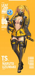 1girls abs big_breasts bimbo black_gloves black_legwear blonde_hair blue_nail_polish blue_nails blue_toenails breast_tattoo breasts busty choker cleavage clothed clothing collar female female_only fingerless_gloves footwear gender_transformation genderswap gloves highres human inner_sideboob jacket konohagakure_symbol kunoichi large_breasts legwear light-skinned_female light_skin looking_at_viewer mask nail_polish naruko naruto naruto_(classic) naruto_(series) naruto_shippuden open_clothes open_jacket open_toe_shoes painted_nails pale-skinned_female pale_skin pinup pose posing revealing_clothes rule_63 sci-fi science_fiction sexy_no_jutsu shounen_jump skimpy solo standing tattoo thighhighs tied_hair toenail_polish toes toned toned_female twintails uzumaki_naruto voluptuous yellow_eyes