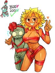 1male1female breasts convenient_censoring partially_nude plants_vs_zombies plants_vs_zombies:_heroes red_ribbon solar_flare_(peargor) solar_flare_(pvz) twitter_strip_game_(meme) zombie_(pvz) zombiehorny