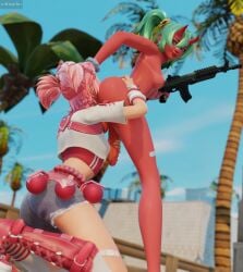 1futa 1girls 3d anilingus arm_sleeves ass ass_worship balls bandaid bandaid_on_nose bikini_tan blender breasts clothed_female clouds crop_top dominant_futa epic_games esme_(fortnite) fingerless_gloves fortnite futa_with_female futanari green_hair hand_on_ass hand_on_head hand_on_penis handjob_from_behind handjob_while_rimming holding_gun horns knee_boots kneeling large_penis legs looking_at_viewer nemia_(fortnite) nipples nude_futa palm_tree pink_eyes pink_hair red_skin rifle rottingsfm shorts sky smile socks submissive_female tan_lines thighs twintails watermark weapon