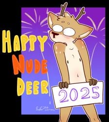 1boy covering deer male mistersaturn123 new_year nude tagme