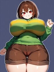 ai_assisted ai_generated ass big_ass big_breasts big_butt chara chara_(undertale) d-art_style giant giantess macro micro tagme undertale