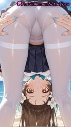 1girls ai_generated anime anime_style asian ass ass_focus ass_grab beach bent_over black_skirt blue_bow blue_bowtie blue_nails blue_skirt blue_sky blush bow bowtie breasts brown_eyes brown_hair bust busty cloud crotch_seam day feet_out_of_frame female female_focus female_only flower forehead from_behind grabbing_own_ass gusset hair_flower hair_ornament hands_on_own_ass hentai juicy_butt kneepits long_hair looking_at_viewer looking_back looking_through_legs nail_polish natsuyoru ocean original original_character oshiri outdoors panties panties_under_pantyhose pantyhose parted_lips pleated_skirt school_uniform shirt skirt sky solo solo_female spread_ass standing thighband_pantyhose thighs underwear upside-down upskirt voluptuous voluptuous_female water white_flower white_panties white_pantyhose white_shirt