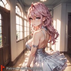 1girls ai_generated big_breasts breasts dress henhalla shiratori_aira shiratori_aira_(dandadan) solo solo_female young younger_female