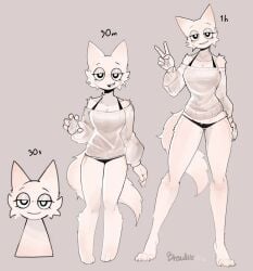 anthro anthrofied breadiwe clothed comparison sfw sprunki wenda_(sprunki) white_body white_fur