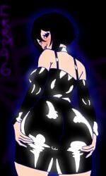 ass_focus big_ass big_breasts black_eyes black_hair crackpro crkm96 dress female female_focus female_only latex latex_bodysuit virtual_youtuber vtuber vtuberfanart waifu