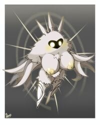 1girls 2025 absurdres anthro anthropod bayonet_(artist) big_breasts blush breasts female female_only fluffy hollow_knight moth moth_girl radiance_(hollow_knight) solo wings yellow_eyes