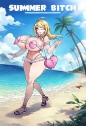 ai_generated akamatsu_kaede beach bimbo bitch cow-ede_akamatsu danganronpa huge_breasts seashell seaside summer tagme wide_hips