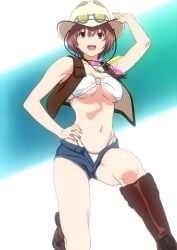 cow_girl glasses hatsukoi_limited perfect_body short_hair swimsuit watase_meguru