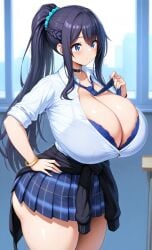 1girls ai_assisted ai_generated big_ass big_breasts bra breasts breasts_bigger_than_head choker cleavage collared_shirt curvaceous curvy curvy_body curvy_female curvy_figure curvy_hips enormous_breasts ftggtgg gigantic_breasts huge_ass huge_breasts large_ass large_breasts long_hair massive_breasts necktie plaid_skirt ponytail school schoolgirl shirt shirt_tucked_in sidelocks skirt solo solo_female solo_focus sweater_around_waist thick_ass thick_thighs thighhighs thighs voluptuous voluptuous_female