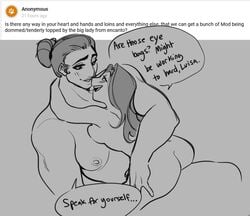 2girls after_sex big_breasts blush breasts bun colombian_female cuddling curious_cat disney encanto eyebrows female female_only glacierclear latina long_hair luisa_madrigal mod_(glacierclear) monochrome muscular_female nude rough_sketch sitting_on_lap size_difference thick_eyebrows wholesome yuri