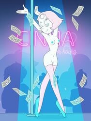 1girls alien alien_girl blue_eyes blue_nipples boobs breasts cinnaafterhours curvaceous curves curvy curvy_body curvy_female curvy_figure curvy_hips dollar_bills gem_(species) legwear light_blue_eyes multiple_boys nipples pearl_(steven_universe) pole pole_dancer pole_dancing small_breasts steven_universe stripper striptease tits white_skin